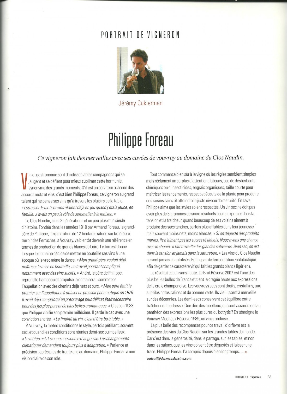 article vigneron P. Foreau