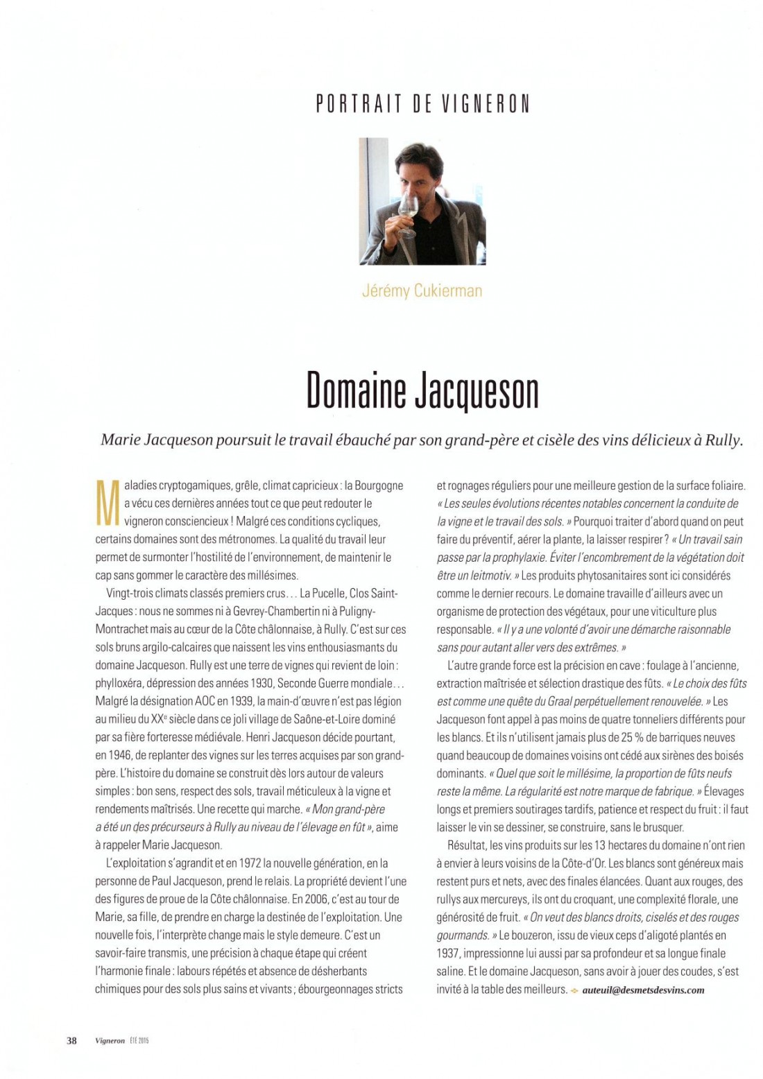 Article vigneron Jacqueson